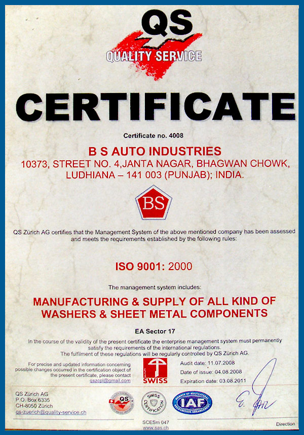 ISO certificate